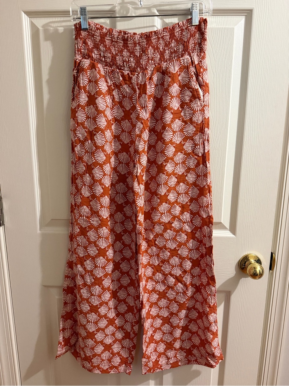 Mauve Saria Rust Floral Wide-Leg Pants